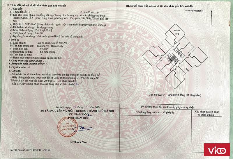 Chính chủ bán căn hộ chung cư HOME CITY 177 TRUNG KÍNH, DT 97.3m2 Giá 4.2 Tỷ LH 0912066676
