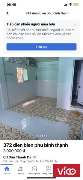 Cho thuê phòng trọ Địa chỉ 372/36/7 Điện Biên Phủ, P17, Bình Thạnh, TP HCM