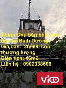 Chính Chủ bán nhà vị trí đẹp tại Bình Dương