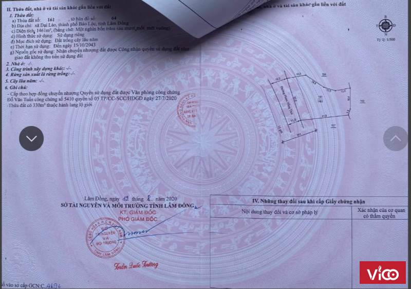 Bán lô đất mặt tiền đường nhựa Phạm Hồng Thái, Xã Đại Lào, Bảo Lộc, Lâm Đồng