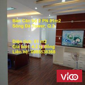 Bán Căn hộ 2 PN 81m2 Sông Đà Tower, Q.3