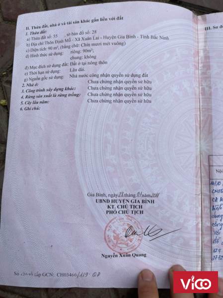 Chính chủ bán đất mặt đường Quốc Lộ 17, diện tích 90m2, mặt tiền 4,5m, hướng Đông Bắc