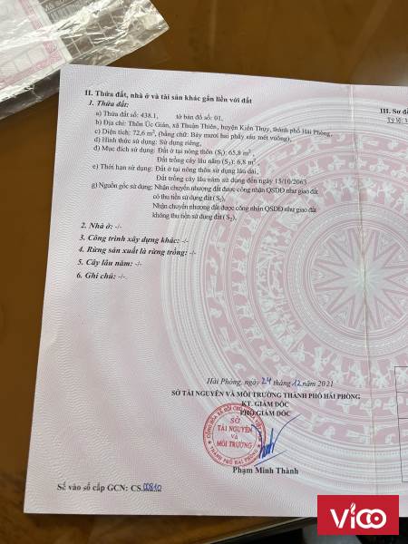 Cần bán NHANH lô đất tại xã Thuận Thiên, Kiến Thụy, Hải Phòng