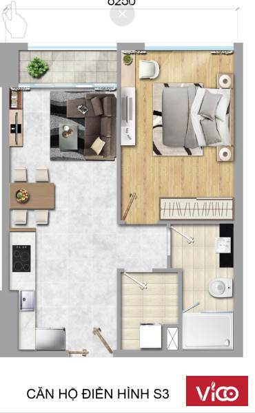 1PN 50m2 có ban công full nội thất tại Thủ Thiêm, gía 3.1 tỷ bao hết