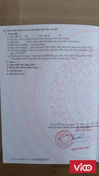 Bán nhanh lô đất khu kinh tế mới Lạc Xuân Đơn Dương Lâm Đồng