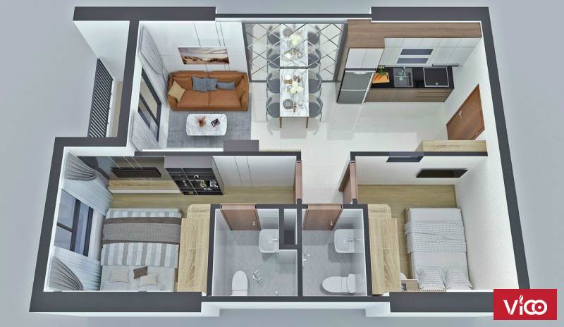 Giỏ hàng đặc biệt Bcons Sala Dĩ An Bình Dương. 51m2 căn hộ 2PN 2WC, 1 tỷ 399