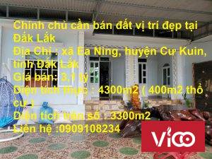 Chính chủ cần bán đất vị trí đẹp tại Đắk Lắk