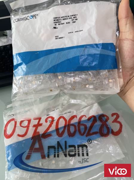 Hạt đầu bấm RJ11 Cat3 AMP/Commscope loại 6p4cHạt điện thoại