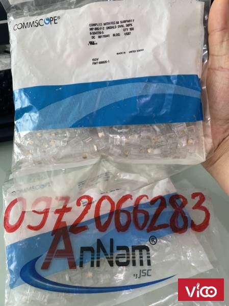 Hạt đầu bấm RJ11 Cat3 AMP/Commscope loại 6p4cHạt điện thoại
