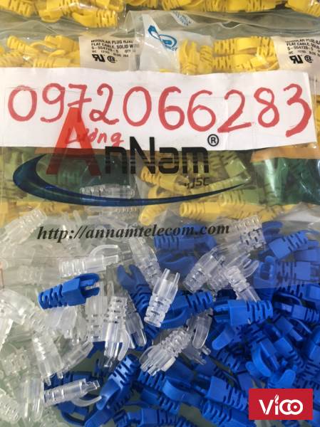 Đầu chụp mạng Cat6 màu xanh vàng trắng trong commscope