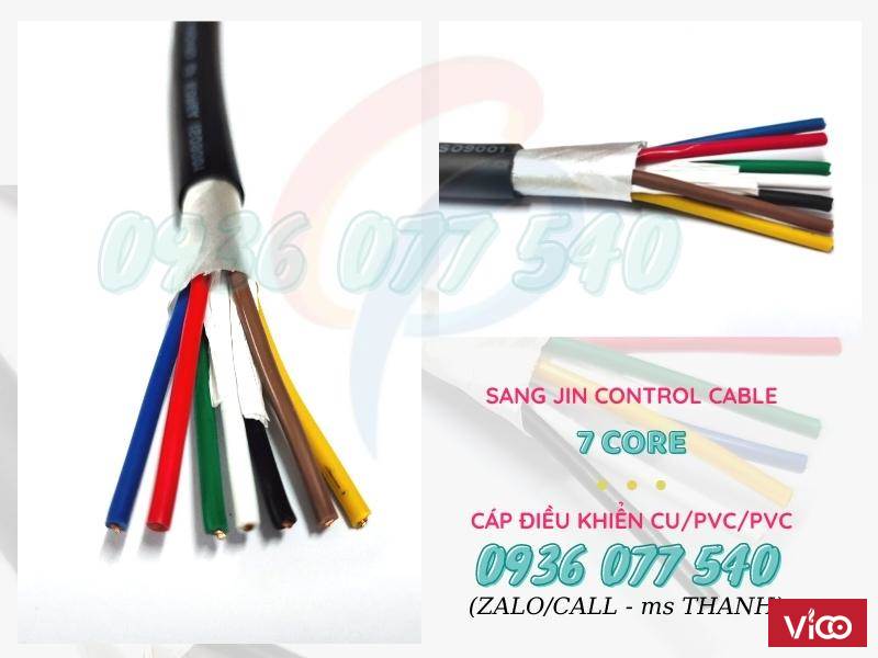Cáp điều khiển 7C x 0.5 MM2 Cáp Sangjin 7 lõi RVV, không chống nhiễu
