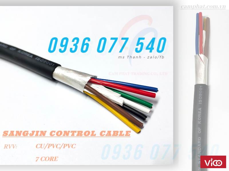 Cáp điều khiển 7C x 0.5 MM2 Cáp Sangjin 7 lõi RVV, không chống nhiễu