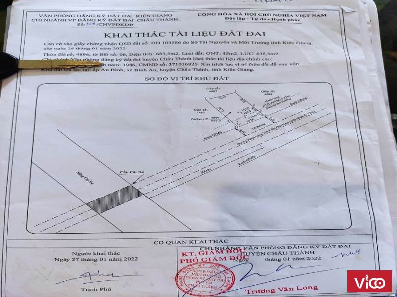 BÁN ĐẤT MẶT TIỀN QUỐC LỘ 63 GẦN CẦU CÁI BÉ, CHÂU THÀNH, KIÊN GIANG