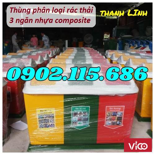 Thùng rác nhựa, thùng đựng rác 3 ngăn