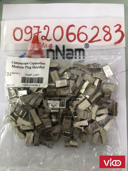 Hạt Mạng Cat6 FTP Commscope chống nhiễu Shielded 8 Position Modular Plug mã 65695303