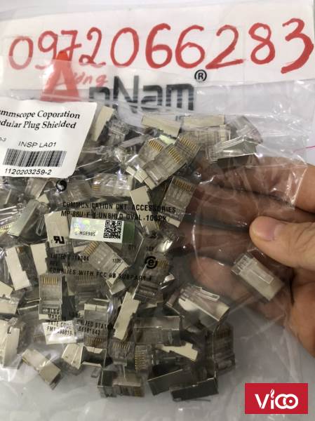 Hạt Mạng Cat6 FTP Commscope chống nhiễu Shielded 8 Position Modular Plug mã 65695303