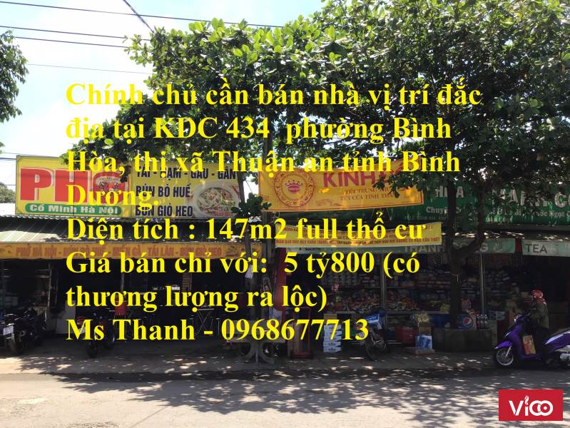 Chính chủ cần bán nhà vị trí đắc địa tại KDC 434 phường Bình Hòa, thị xã Thuận an tỉnh Bình Dương.