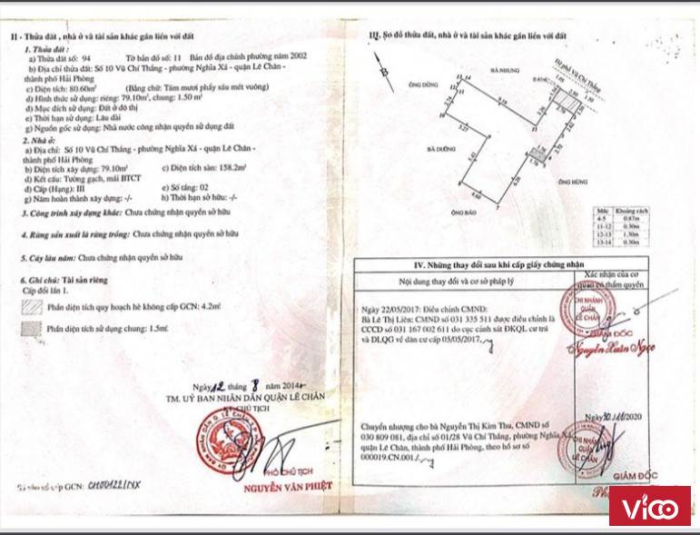 Cần bán căn nhà tại Số 10, Vũ Chí Thắng, Phường Nghĩa Xá, Quận Lê Chân, Hải Phòng.