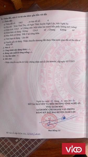 Chính Chủ Cần Bán Lô Đất Vị Trí Siêu Đẹp Tại Xã Nghi Thái Huyện Nghi Lộc Tỉnh Nghệ An