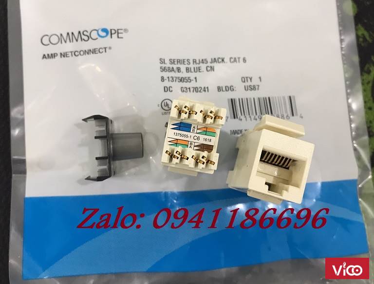 Nhân mạng Cat6 COMMSCOPE/AMP RJ45 mã 13750551 MODULAR JACK CommScope