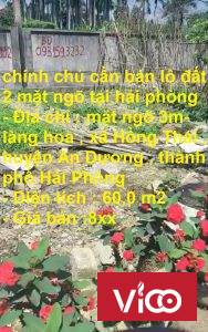 chính chủ cần bán lô đất 2 mặt ngõ tại hải phòng