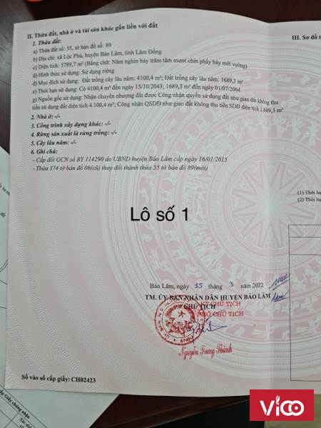 Hot hot 26,465 mét qh full tc ngay trung tâm Lộc Phú Bảo Lâm