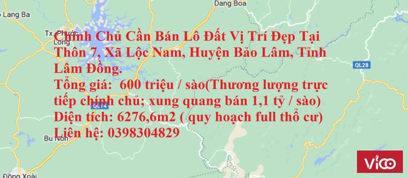 Chính Chủ Cần Bán Lô Đất Vị Trí Đẹp Tại Thôn 7, Xã Lộc Nam, Huyện Bảo Lâm, Tỉnh Lâm Đồng.