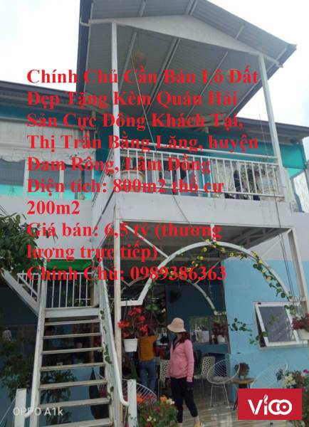 Chính Chủ Cần Bán Lô Đất Đẹp Tặng Kèm Quán Hải Sản Cực Đông Khách Tại, Thị Trấn Bằng Lăng, huyện