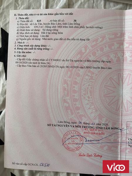 BÁN NHANH Lô Đất Mặt Tiền Vị Trí Đẹp Tại Xã Lộc Tân, Huyện Bảo Lâm Lâm Đồng