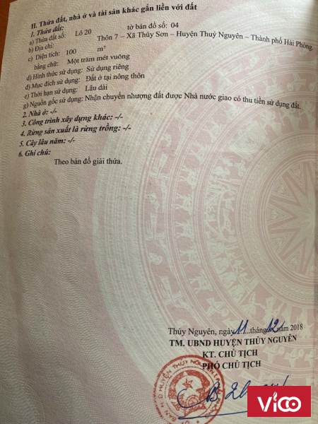 Bán đất mặt đường 2510 Thuỷ Sơn, Thuỷ Nguyên, Hải Phòng