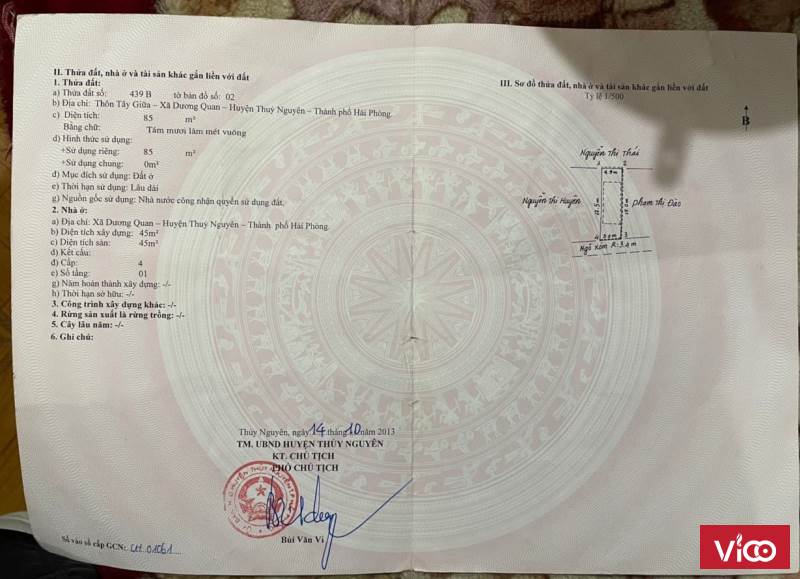 Bán đất tặng nhà Dương Quan, Thuỷ Nguyên, Hải Phòng