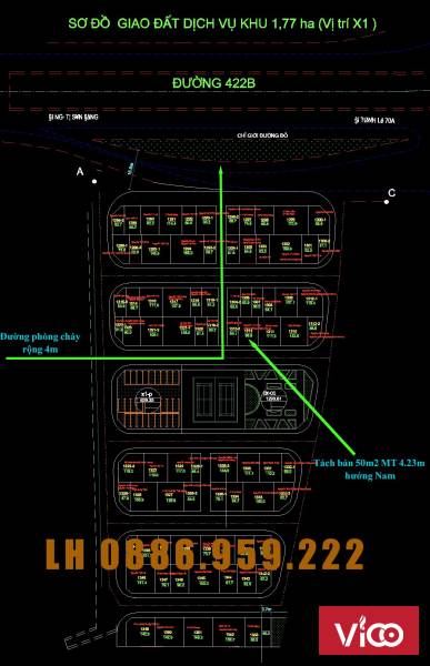 Bán đất dịch vụ Vân Canh khu 1.7ha DT 50m MT 4.23m đối diện vườn hoa giá đầu tư