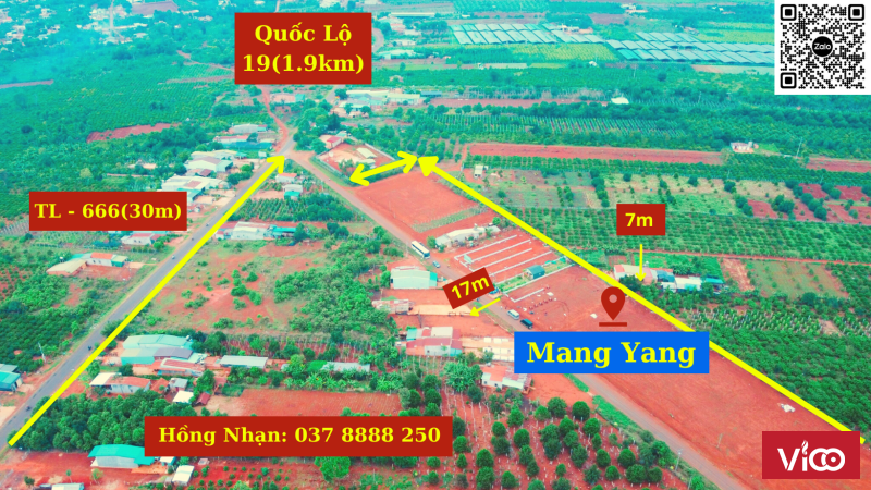 Đất nền Gia Lai biệt thự vườn 300m2 nằm TT Huyện Mang Yang