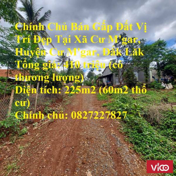 Chính Chủ Bán Gấp Đất Vị Trí Đẹp Tại Xã Cư Mgar, Huyện Cư Mgar, Đắk Lăk