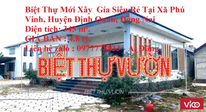 Cần Bán Gấp Biệt Thự Nhà Vườn Vị Trí Đẹp Tại Xã Phú Tân, Huyện Định Quán, Đồng Nai