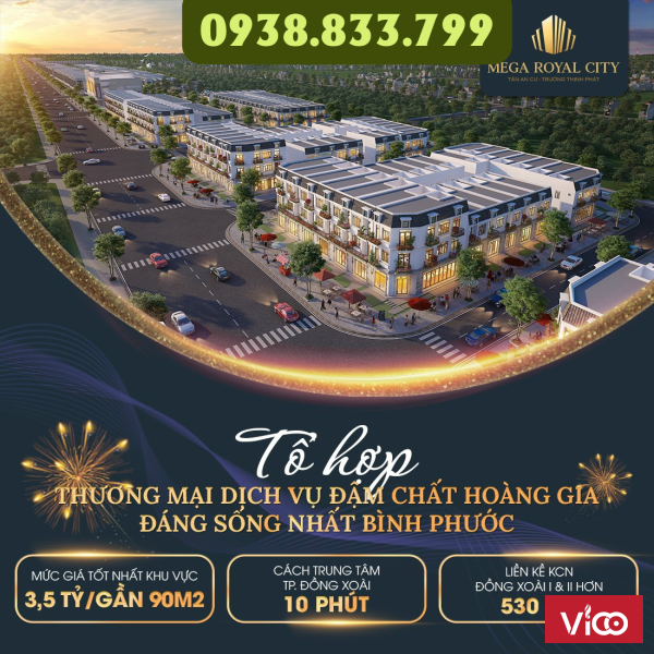 Shophouse nhà phố hạng sang 1 trệt 2 lầu DT 5 X 20 ngay trung tâm thành phố Đồng Xoài mặt tiền