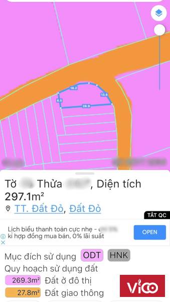 Đất 2 mặt tiền 10 x 40m, 200m2 thổ cư, đường Võ Thị Sáu, P. Long Tâm, TP. Bà Rịa