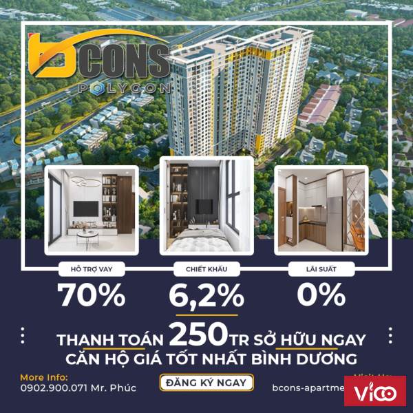Căn hộ Bcons Polygon phường An Bình, thành phố Dĩ An Liền kề Đại lộ Phạm Văn Đồng, TP Thủ Đức