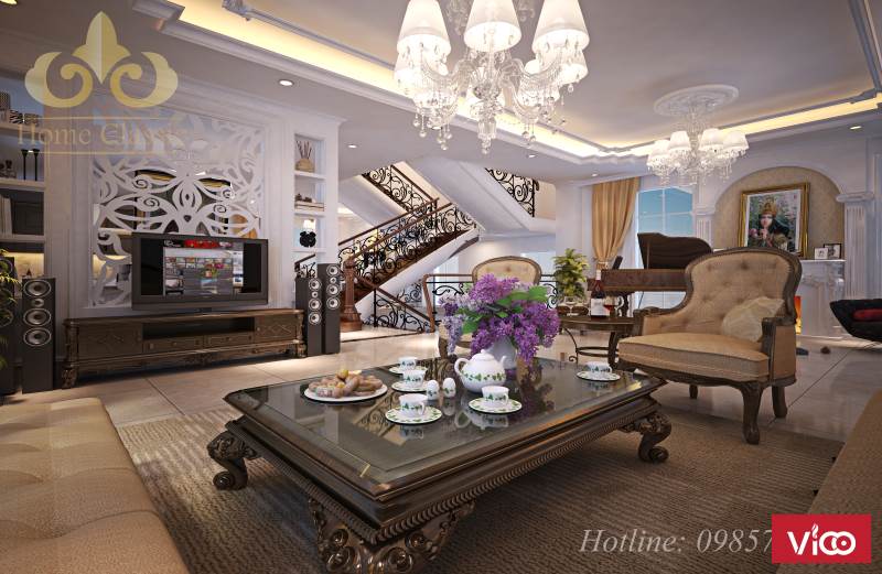 Thiết kế nội thất biệt thự tân cổ điển Vinhomes Riverside Hoa Sữa