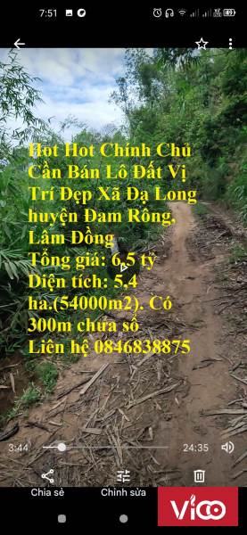 Hot Hot Chính Chủ Cần Bán Lô Đất Vị Trí Đẹp Xã Đạ Long huyện Đam Rông, Lâm Đồng