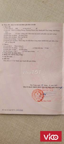 Chính chủ cần bán nhà hẻm xe hơi 644/12, Đường Lê Hồng Phong, Phường Phước Hải, Thành phố Nha