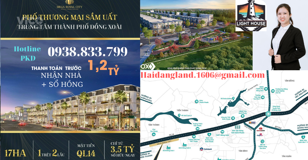 Shophouse nhà phố hạng sang 1 trệt 2 lầu DT 5 X 20 ngay trung tâm thành phố Đồng Xoài mặt tiền