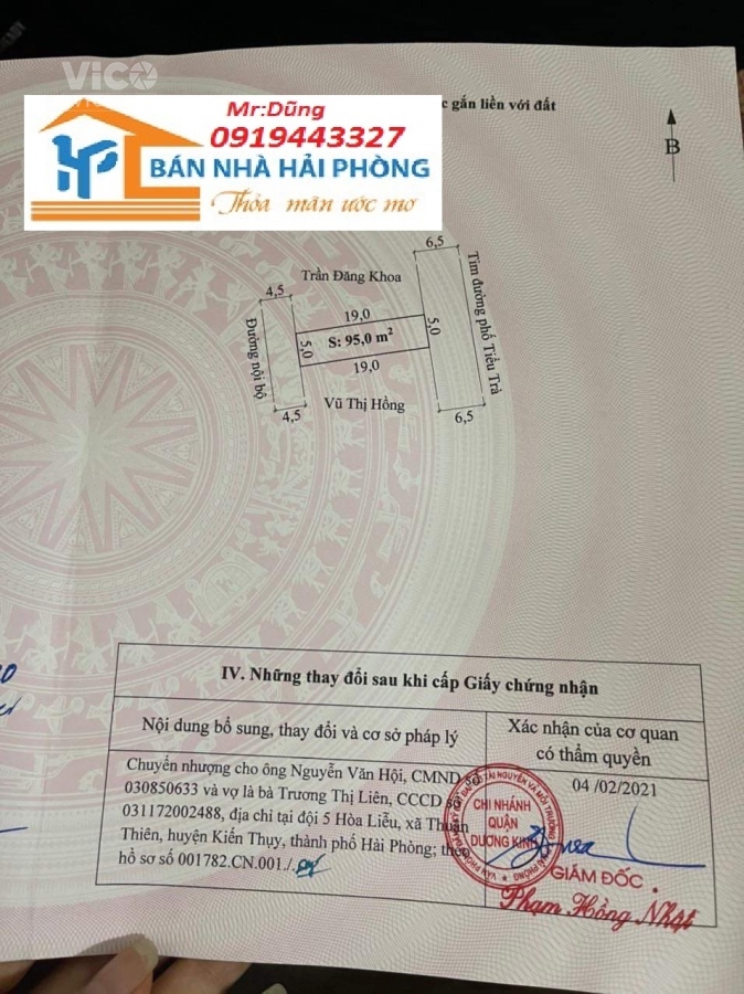 Siêu phẩm lô đất 2 mặt đường trục chính Tiểu Trà, Hưng Đạo Dương Kinh Hải Phòng 95m2 giá 2,tỷ