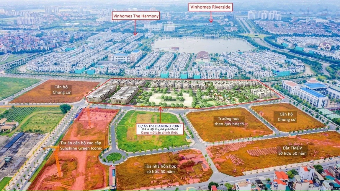 Bán biệt thự song lập The Diamond Point C14 Phúc Đồng, 135 m2 x 4 tầng, 25.6 tỷ