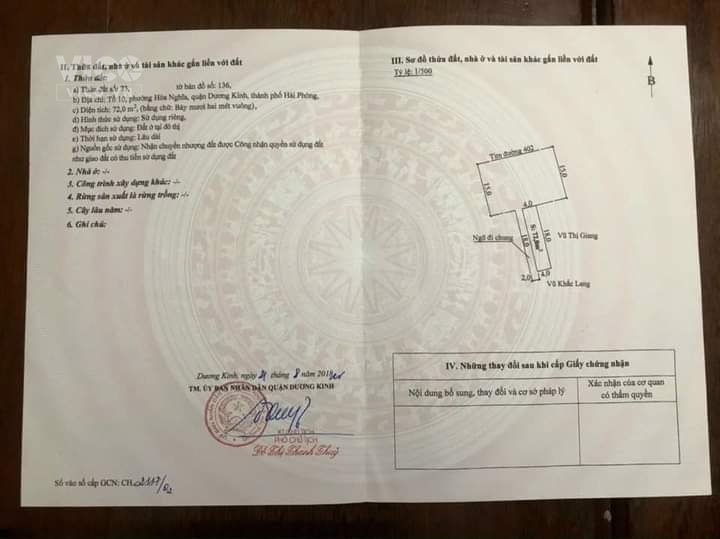 Siêu phẩm lô góc 68m Mặt đường 402 Tư Thủy. Hoà Nghĩa ,Dương Kinh. Hải Phòng