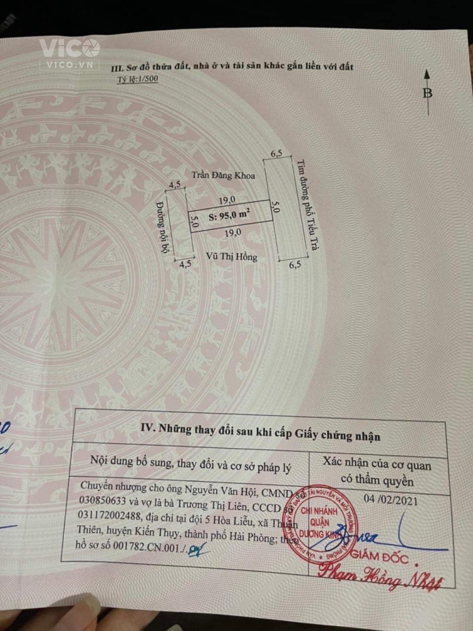 Lô đất 95m2 ngay cạnh vành đai 2 , Mạc Đăng Doanh 355 . Mặt đường Tiểu Trà Hưng Đạo Dương Kinh HP.