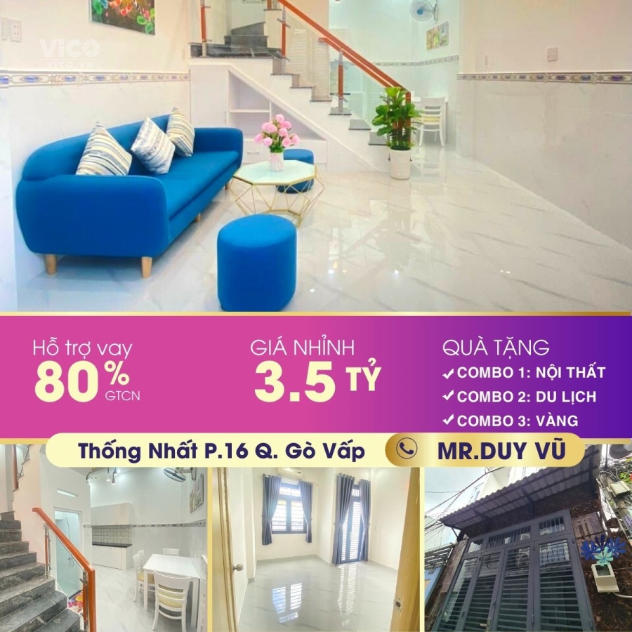 SỞ HỮU NHÀ PHỐ QUẬN GÒ VẤP ĐƯỜNG THỐNG NHẤT NHỈNH 3.5 TỶ PHÙ HỢP VỚI VỢ CHỒNG MỚI CƯỚI