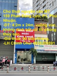 Cho thuê nguyên căn MT 159 Phan Đăng Lưu, P1, Phú Nhuận.