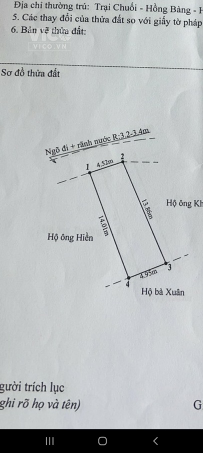 Chính chủ cần bán nhanh lô đất tại xã Hoàng Động, huyện Thủy Nguyên, tp Hải Phòng.