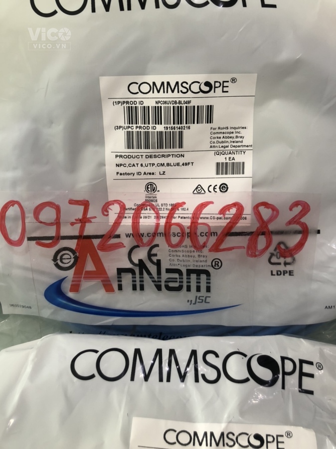 Dây nhảy patch cord 15m Cat6 Blue (NPC06UVDBBL050F) commscope